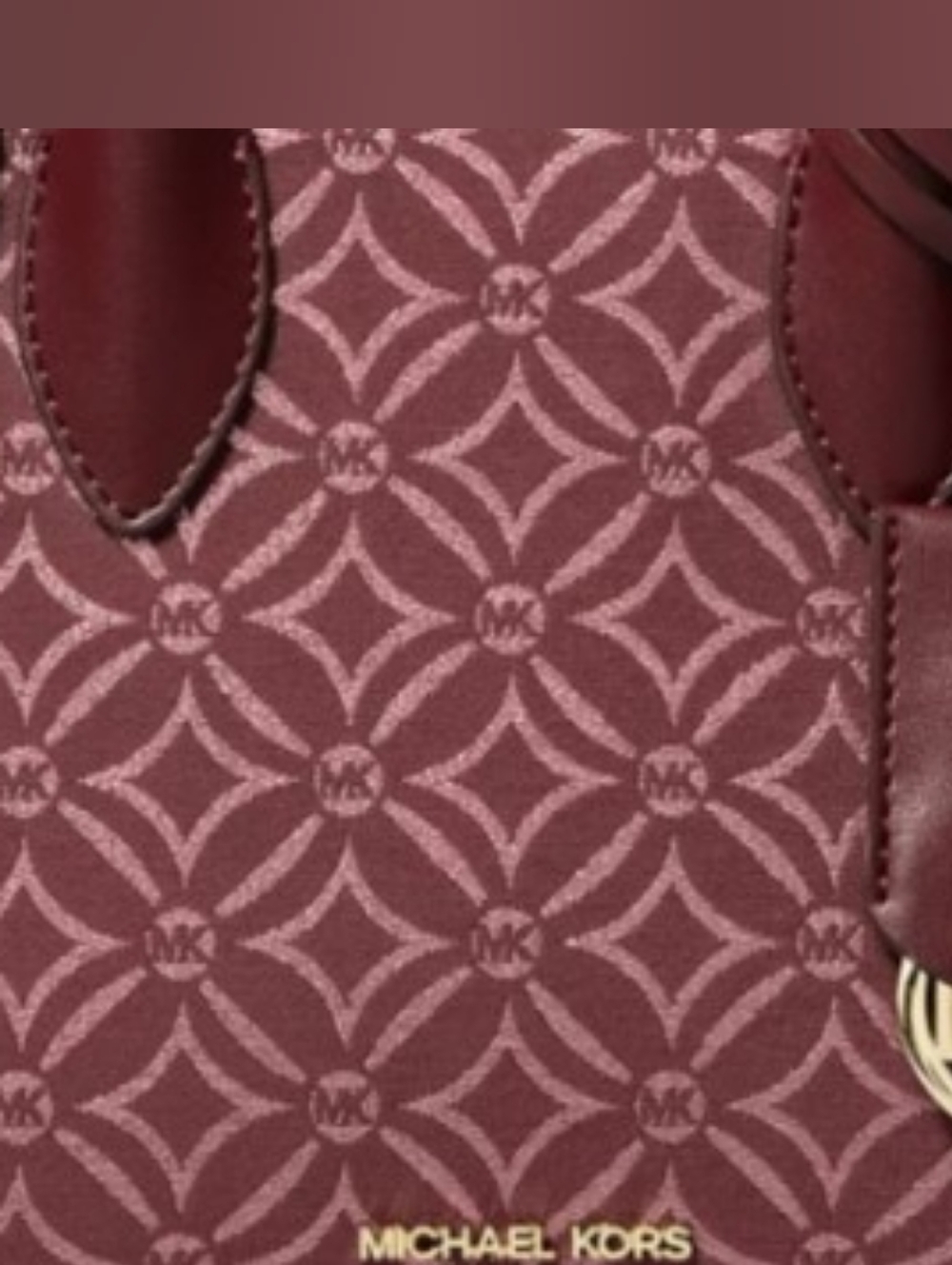 New MICHAEL KORS Mirella Medium Metallic Logo Jacquard Red/Pink Tote Bag - Picture 2 of 9